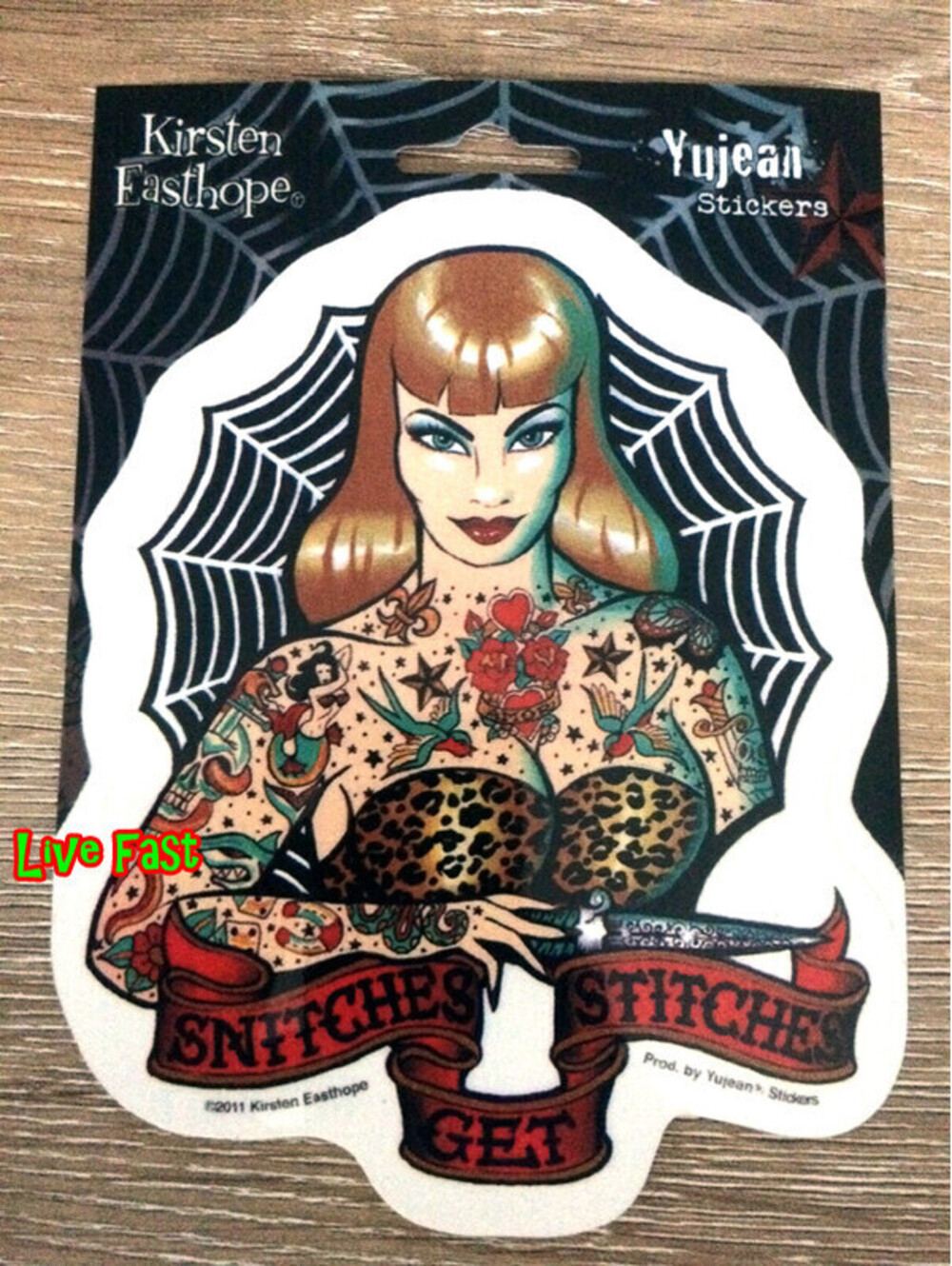 SNITCHES GET STITCHES TATTOOED SEXY GIRL DECAL STICKER tattoo flash art biker